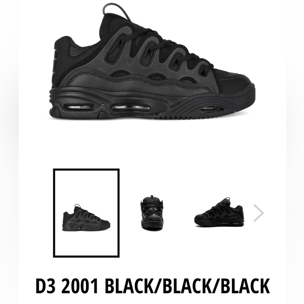 size 12 D3 2001 osiris all black brand new
